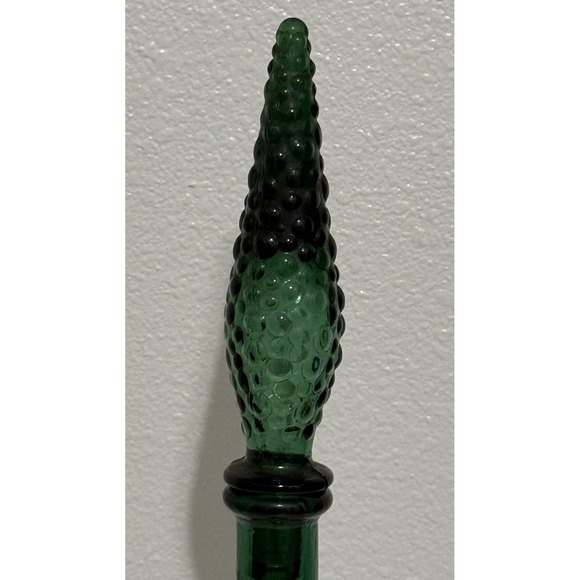 Vintage MCM Green Hobnail Glass Decanter Genie Bottle 21" - Picture 4 of 12